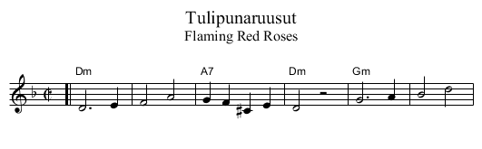 Tulipunaruusut - staff notation