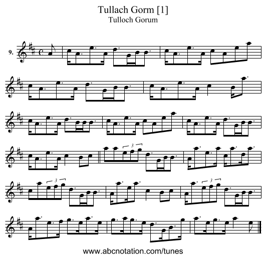 Tullach Gorm [1] - staff notation