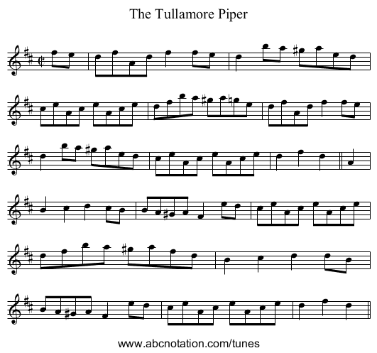Tullamore Piper, The - staff notation