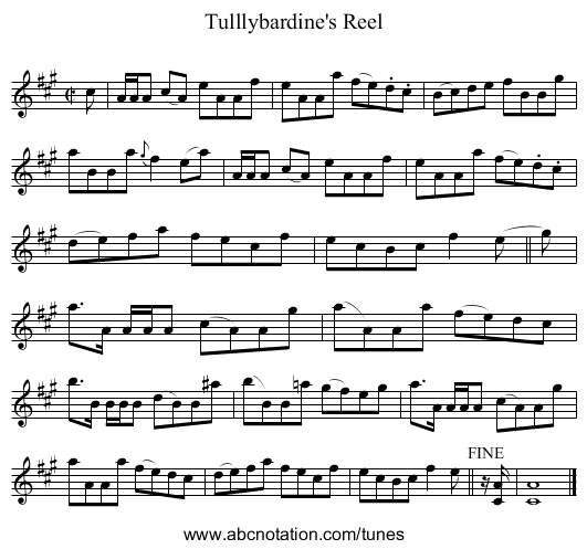 Tulllybardine's Reel - staff notation