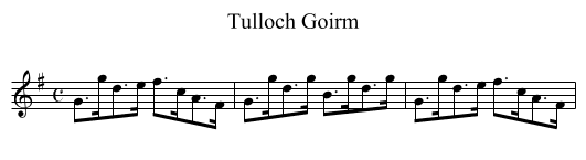 Tulloch Goirm - staff notation