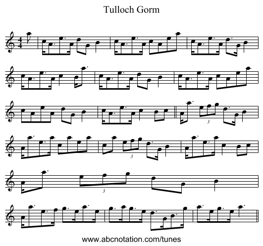 Tulloch Gorm - staff notation