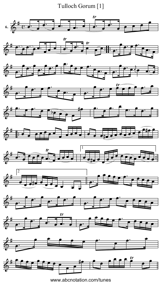 Tulloch Gorum [1] - staff notation