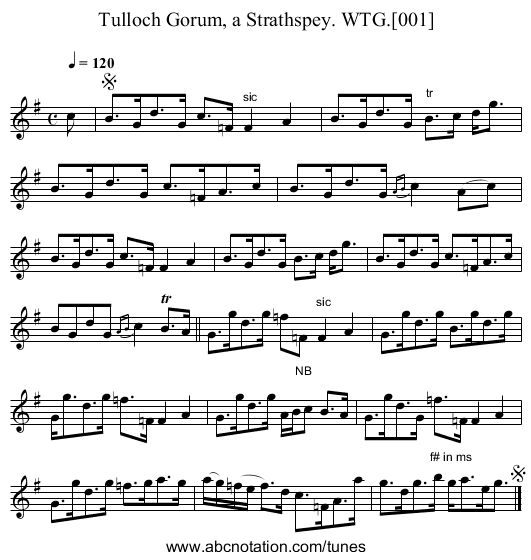 Tulloch Gorum, a Strathspey. WTG.[001] - staff notation