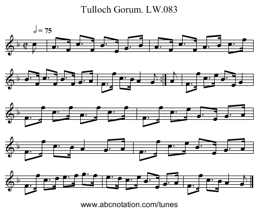 Tulloch Gorum. LW.083 - staff notation