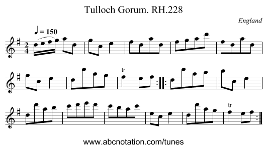 Tulloch Gorum. RH.228 - staff notation