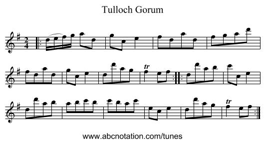 Tulloch Gorum - staff notation