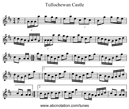 Tullochewan Castle - staff notation