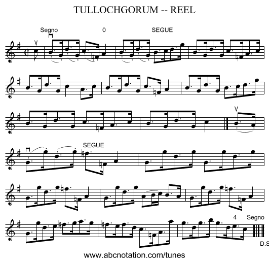 TULLOCHGORUM -- REEL - staff notation