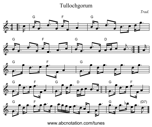 Tullochgorum - staff notation
