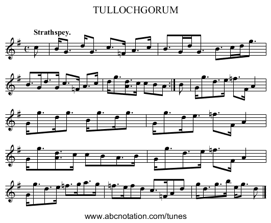 TULLOCHGORUM - staff notation