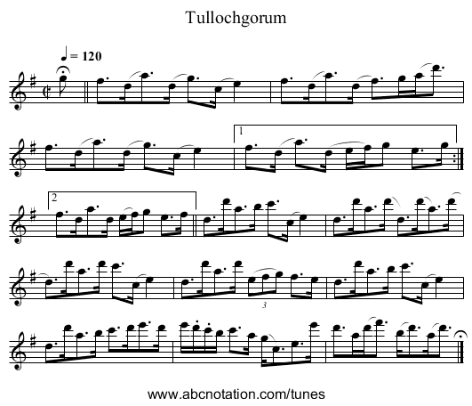 Tullochgorum - staff notation