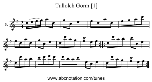 Tullolch Gorm [1] - staff notation
