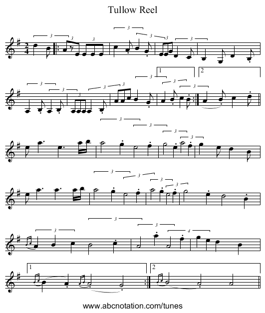 Tullow Reel - staff notation