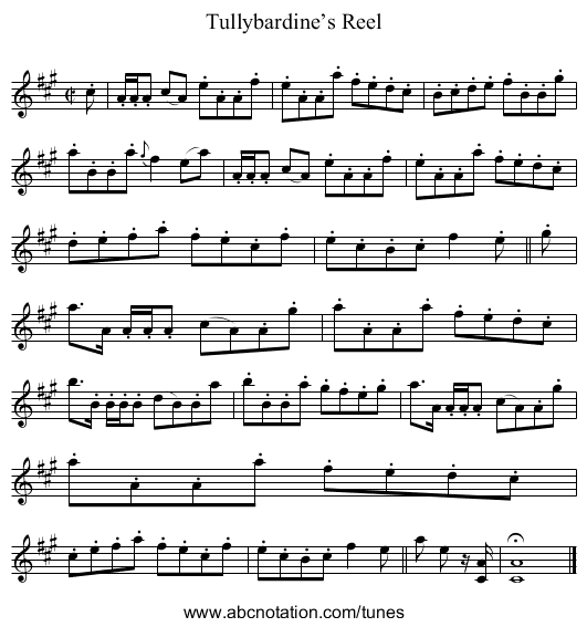 Tullybardine’s Reel - staff notation