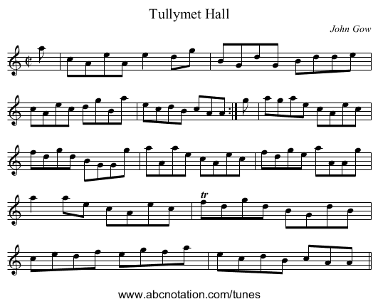 Tullymet Hall - staff notation