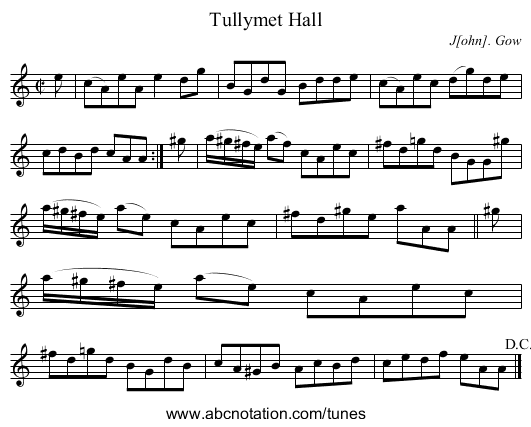 Tullymet Hall - staff notation
