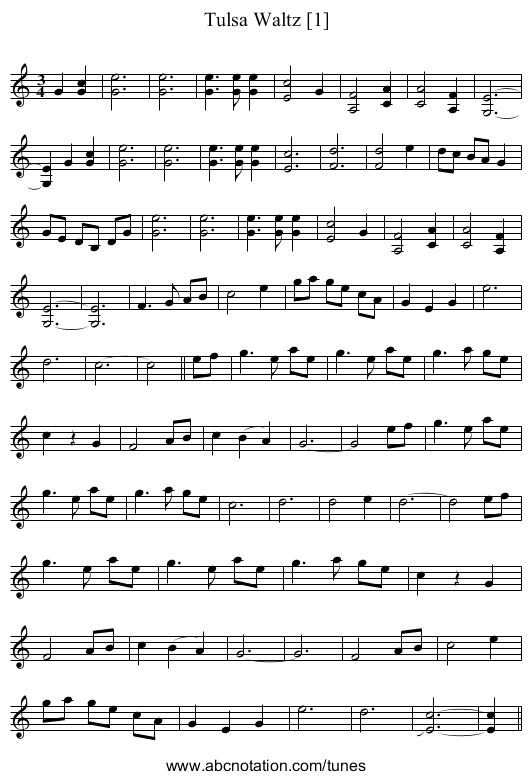 Tulsa Waltz [1] - staff notation