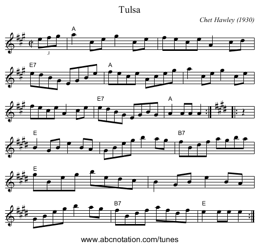 Tulsa - staff notation