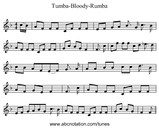 Tumba-Bloody-Rumba - staff notation