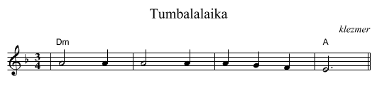 Tumbalalaika - staff notation