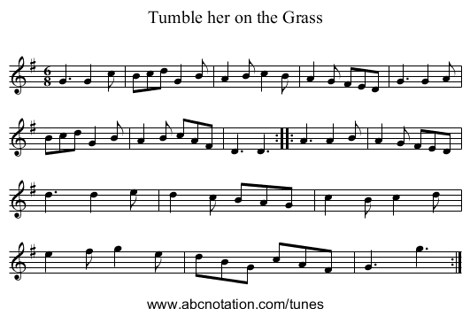 Tumble her on the Grass - staff notation
