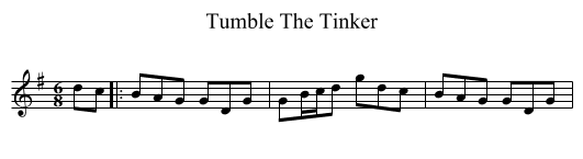 Tumble The Tinker - staff notation