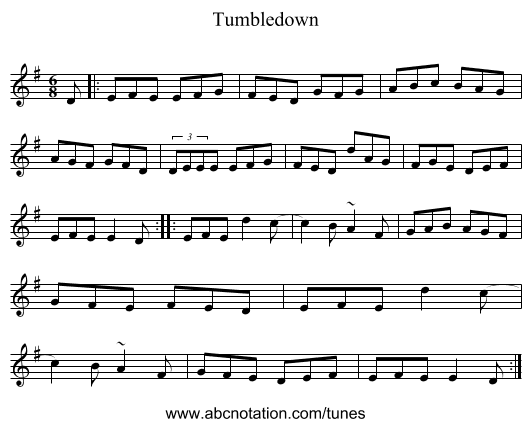 Tumbledown - staff notation