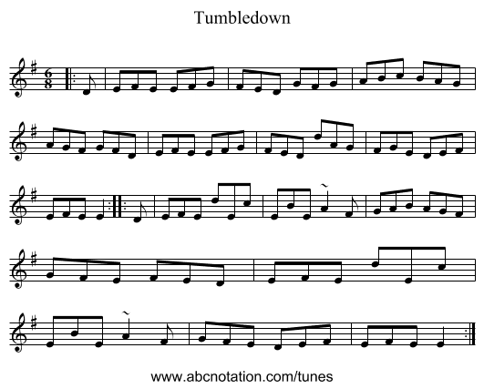 Tumbledown - staff notation
