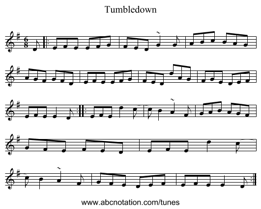 Tumbledown - staff notation