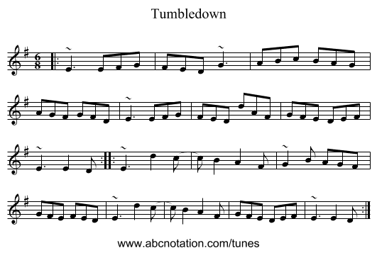 Tumbledown - staff notation