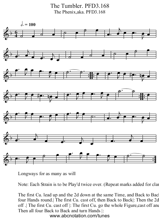 Tumbler. PFD3.168, The - staff notation