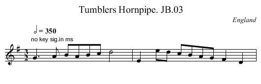 Tumblers Hornpipe. JB.03 - staff notation
