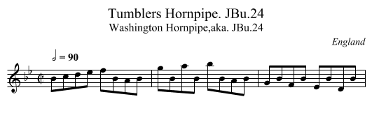 Tumblers Hornpipe. JBu.24 - staff notation