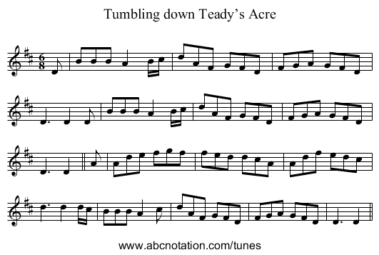 Tumbling down Teady’s Acre - staff notation