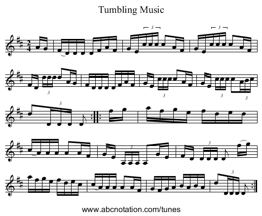 Tumbling Music - staff notation