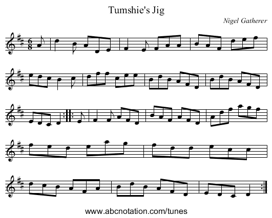 Tumshie's Jig - staff notation