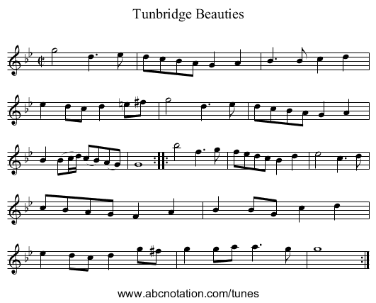 Tunbridge Beauties - staff notation