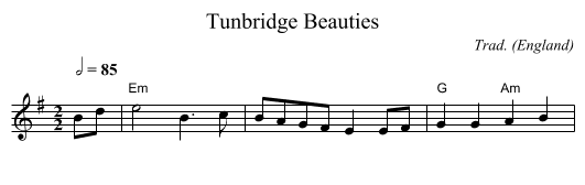Tunbridge Beauties - staff notation