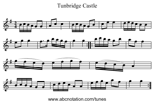 Tunbridge Castle - staff notation