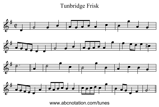 Tunbridge Frisk - staff notation