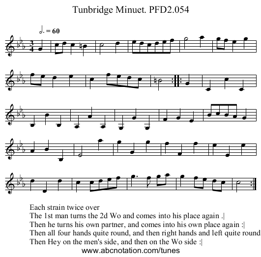 Tunbridge Minuet. PFD2.054 - staff notation