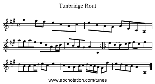 Tunbridge Rout - staff notation