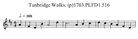 Tunbridge Walks. (p)1703.PLFD1.516 - staff notation
