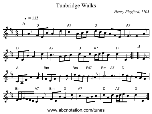 Tunbridge Walks - staff notation