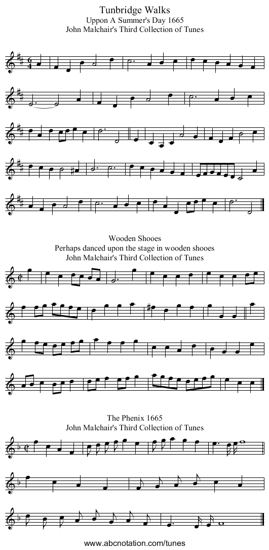 Tunbridge Walks - staff notation