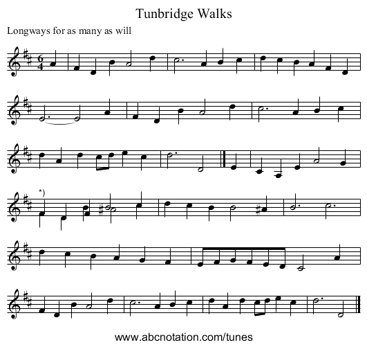 Tunbridge Walks - staff notation