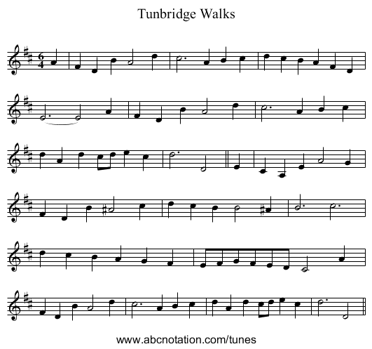 Tunbridge Walks - staff notation
