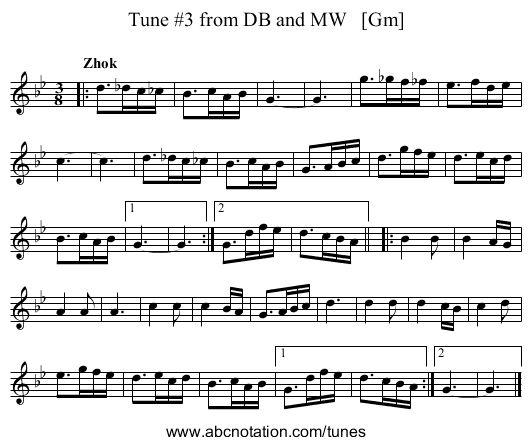 Tune #3 from DB and MW   [Gm] - staff notation