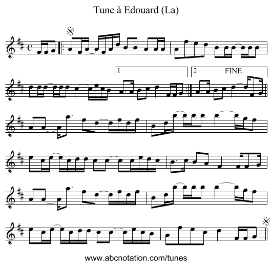 Tune à Edouard (La) - staff notation